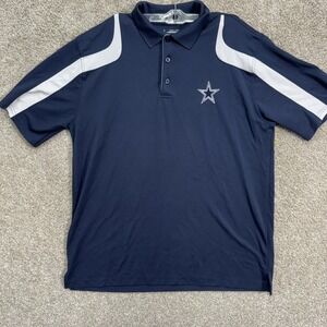 Dallas Cowboys Authentic Navy Blue Polo Shirt Mens XL 100% Polyester NFL